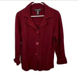 Red Cardigan Sweater Blazer Ladies Womens Small Wool Blend Casual Button DB